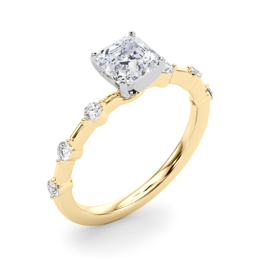 Brilliant Rd Shared Pr Single Row Round Diamond Engagement Ring — 9K/18K Gold & Platinum