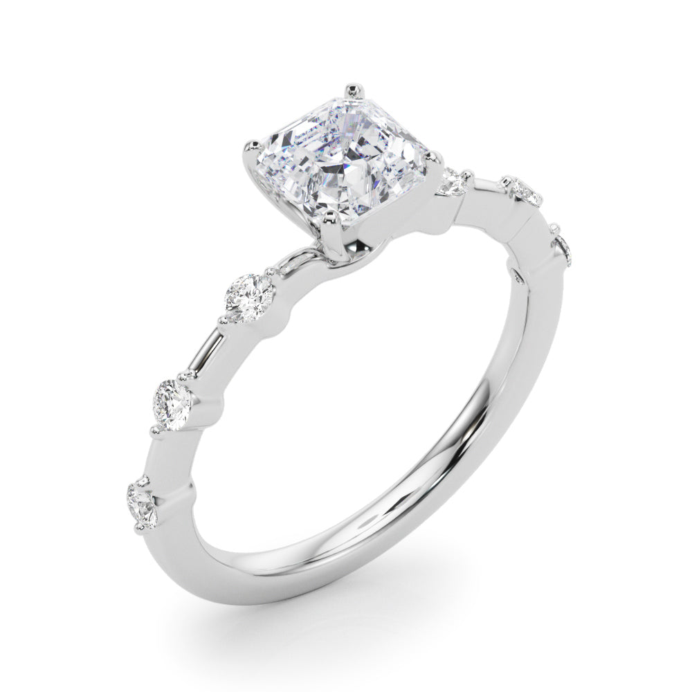 Brilliant Rd Shared Pr Single Row Round Diamond Engagement Ring — 9K/18K Gold & Platinum