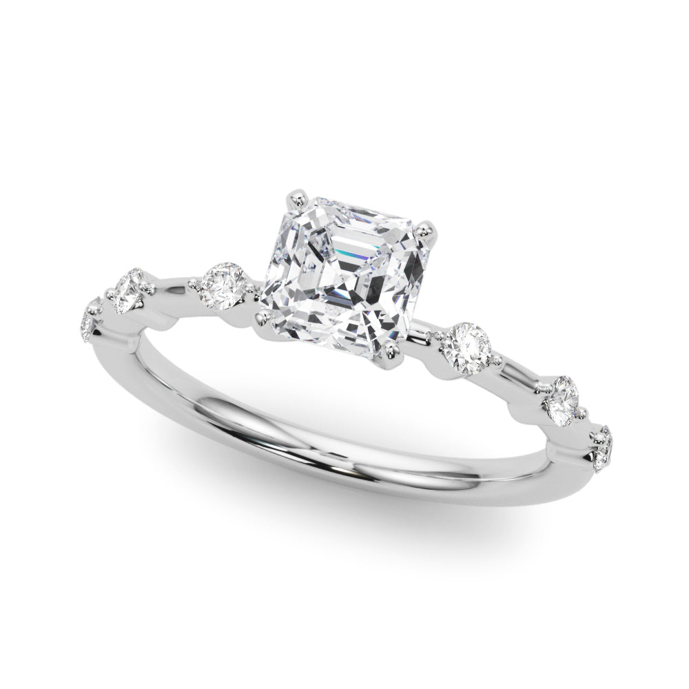 Brilliant Rd Shared Pr Single Row Round Diamond Engagement Ring — 9K/18K Gold & Platinum