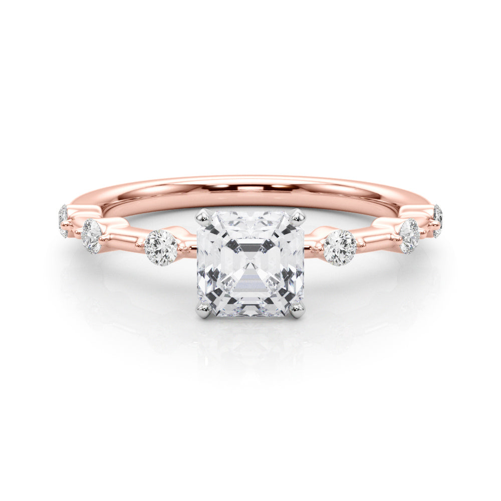 Brilliant Rd Shared Pr Single Row Round Diamond Engagement Ring — 9K/18K Gold & Platinum