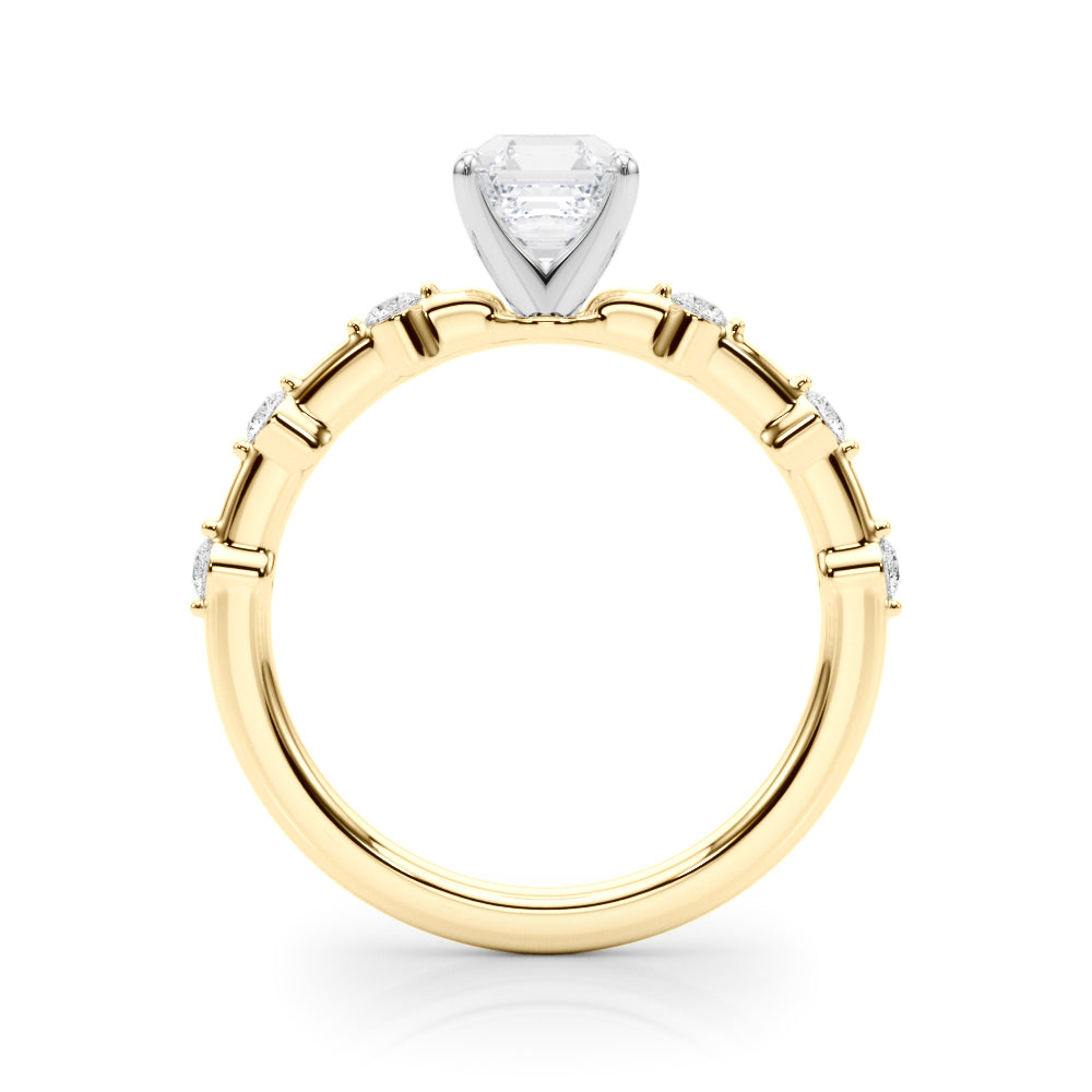 Brilliant Rd Shared Pr Single Row Round Diamond Engagement Ring — 9K/18K Gold & Platinum