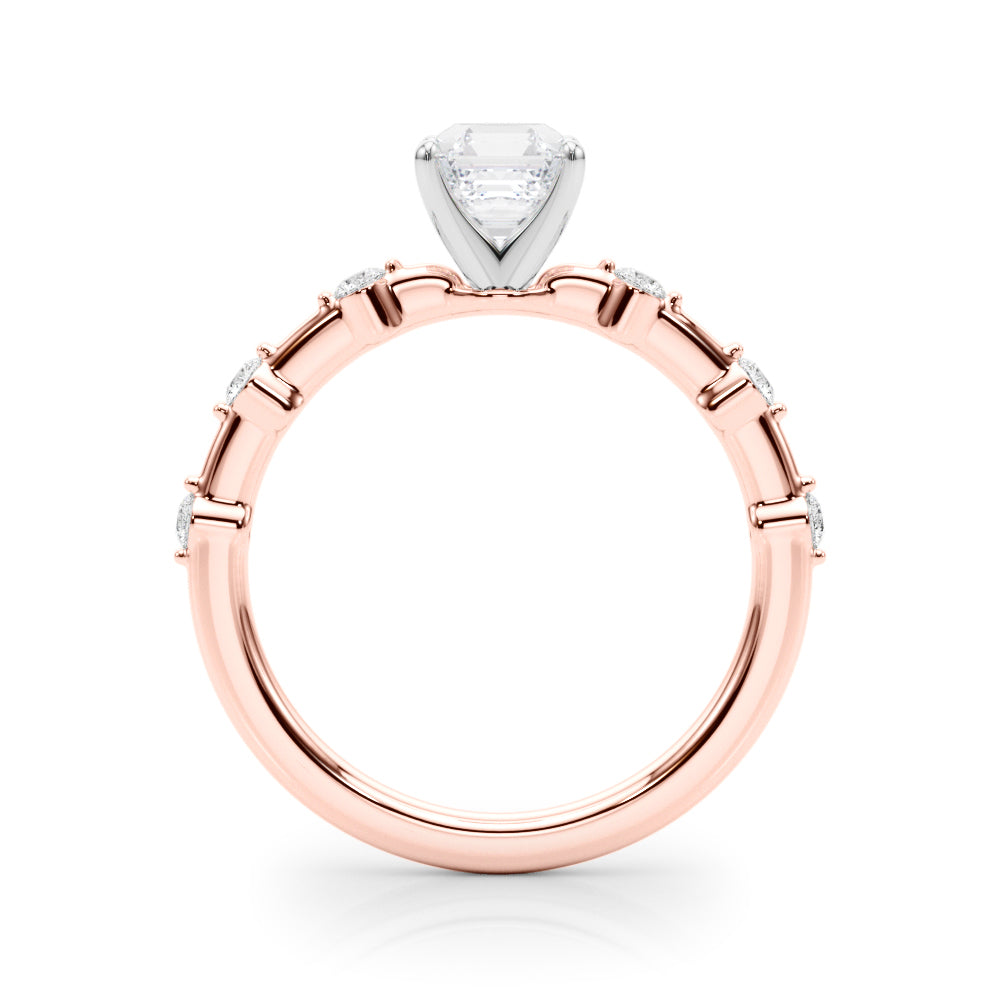 Brilliant Rd Shared Pr Single Row Round Diamond Engagement Ring — 9K/18K Gold & Platinum
