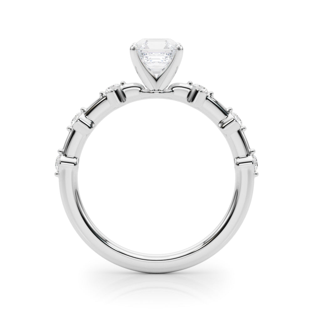 Brilliant Rd Shared Pr Single Row Round Diamond Engagement Ring — 9K/18K Gold & Platinum