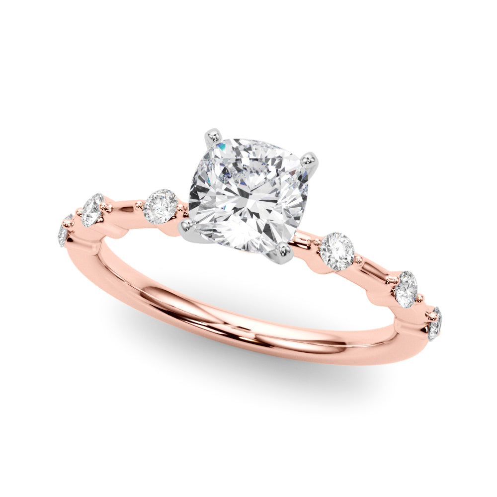 Brilliant Rd Shared Pr Single Row Round Diamond Engagement Ring — 9K/18K Gold & Platinum