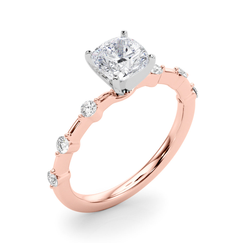 Brilliant Rd Shared Pr Single Row Round Diamond Engagement Ring — 9K/18K Gold & Platinum