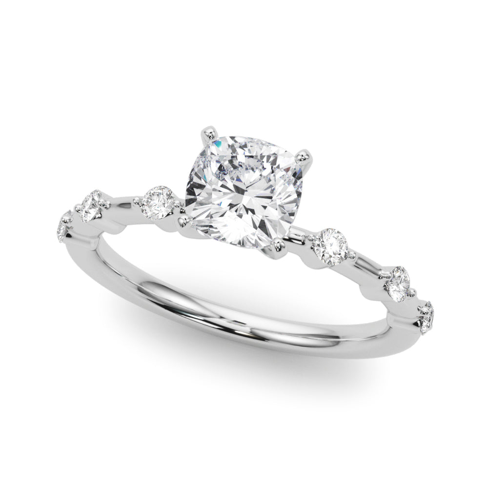 Brilliant Rd Shared Pr Single Row Round Diamond Engagement Ring — 9K/18K Gold & Platinum