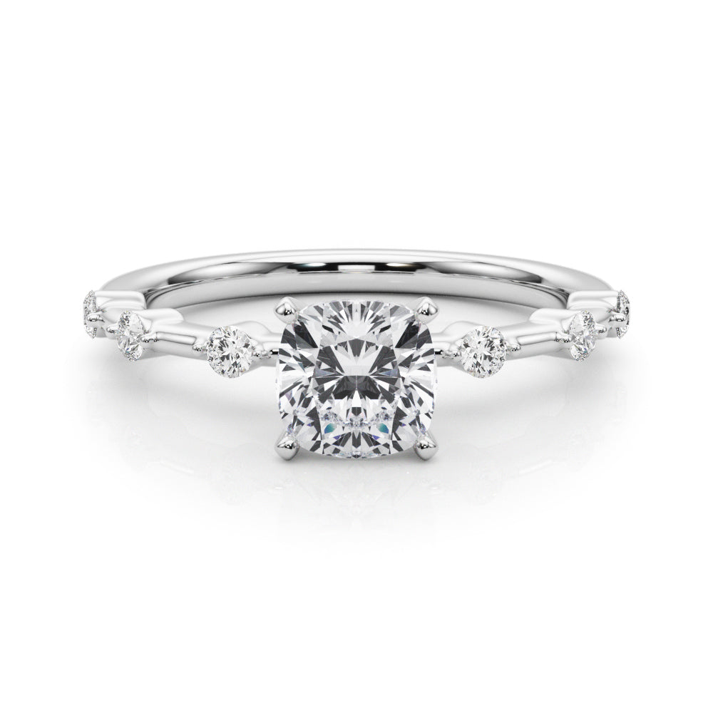 Brilliant Rd Shared Pr Single Row Round Diamond Engagement Ring — 9K/18K Gold & Platinum