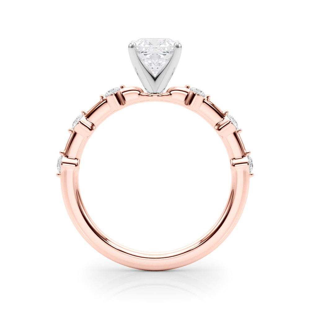 Brilliant Rd Shared Pr Single Row Round Diamond Engagement Ring — 9K/18K Gold & Platinum
