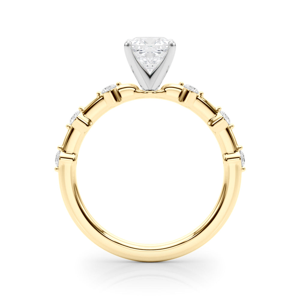 Brilliant Rd Shared Pr Single Row Round Diamond Engagement Ring — 9K/18K Gold & Platinum