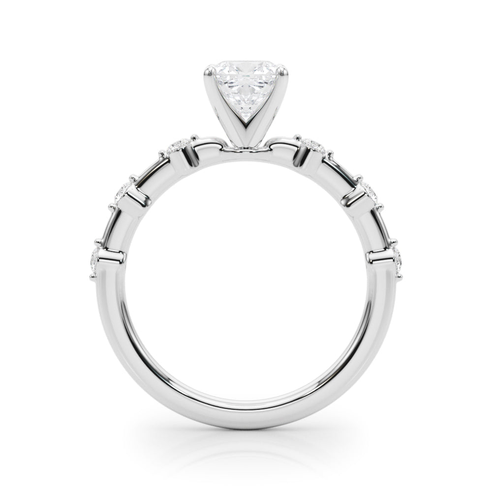Brilliant Rd Shared Pr Single Row Round Diamond Engagement Ring — 9K/18K Gold & Platinum