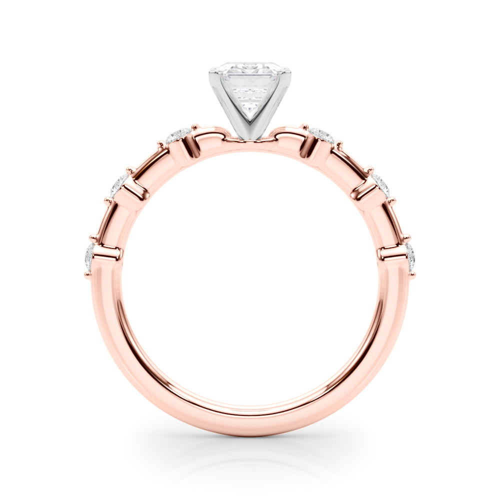 Brilliant Rd Shared Pr Single Row Round Diamond Engagement Ring — 9K/18K Gold & Platinum