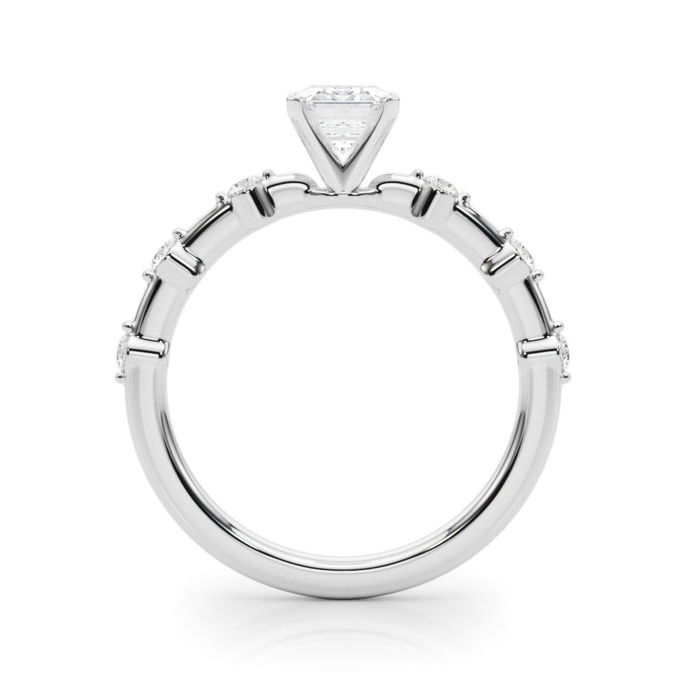Brilliant Rd Shared Pr Single Row Round Diamond Engagement Ring — 9K/18K Gold & Platinum