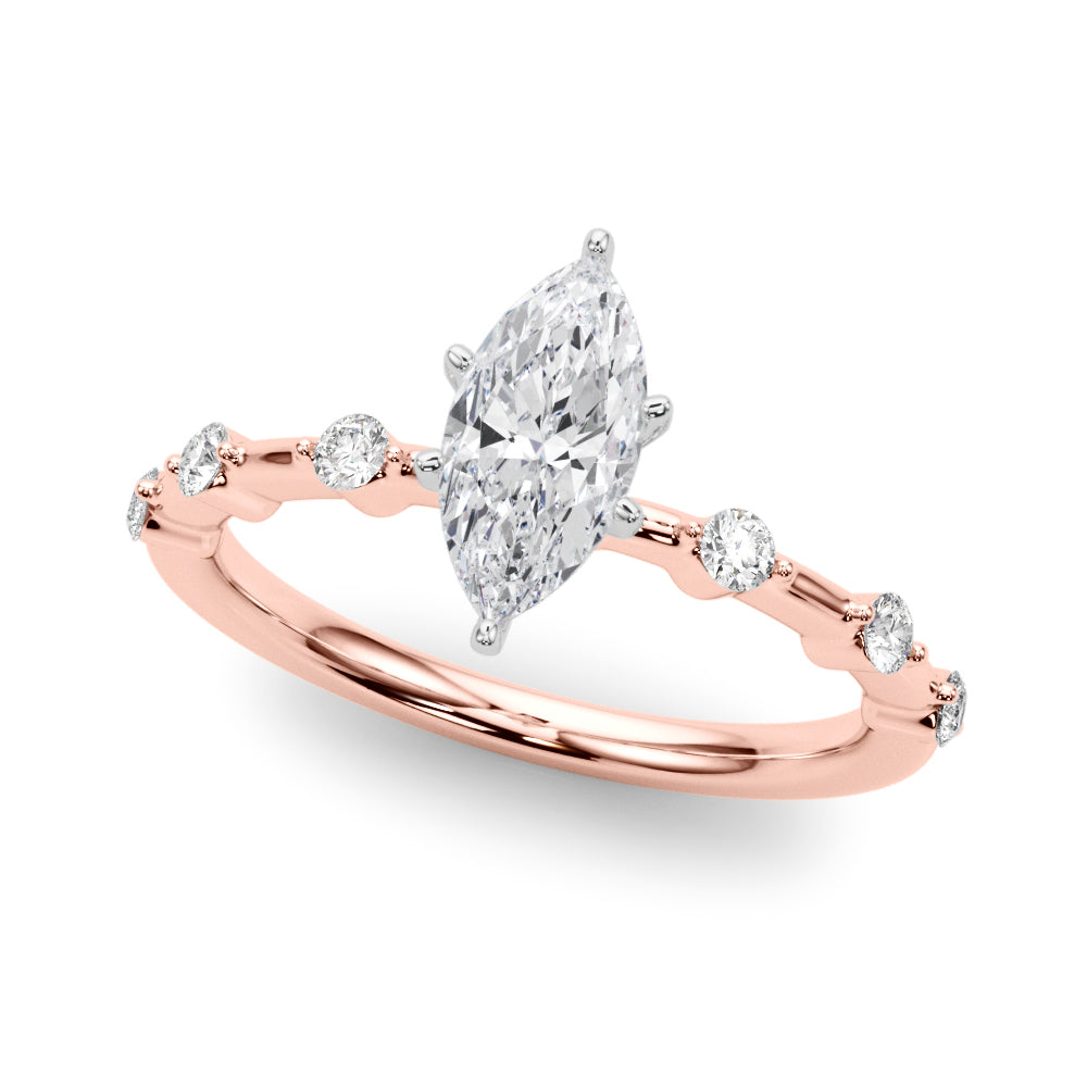 Brilliant Rd Shared Pr Single Row Round Diamond Engagement Ring — 9K/18K Gold & Platinum