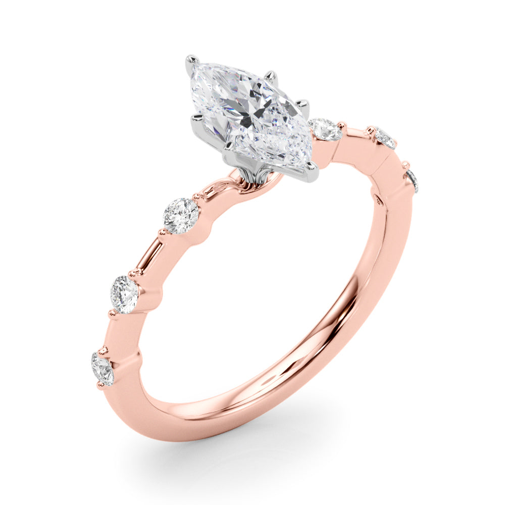 Brilliant Rd Shared Pr Single Row Round Diamond Engagement Ring — 9K/18K Gold & Platinum