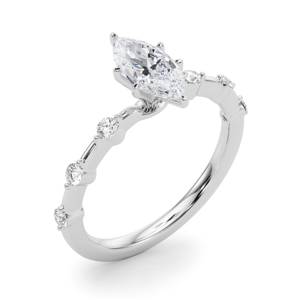 Brilliant Rd Shared Pr Single Row Round Diamond Engagement Ring — 9K/18K Gold & Platinum