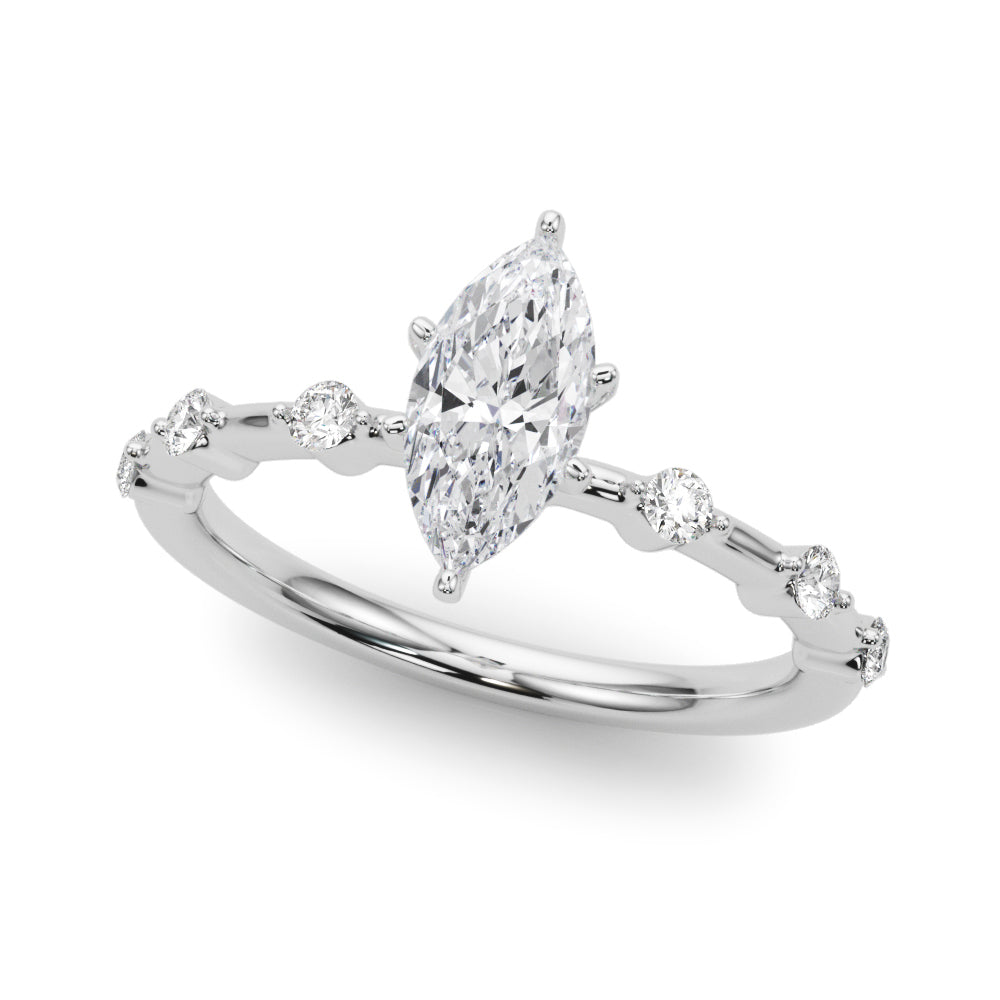 Brilliant Rd Shared Pr Single Row Round Diamond Engagement Ring — 9K/18K Gold & Platinum