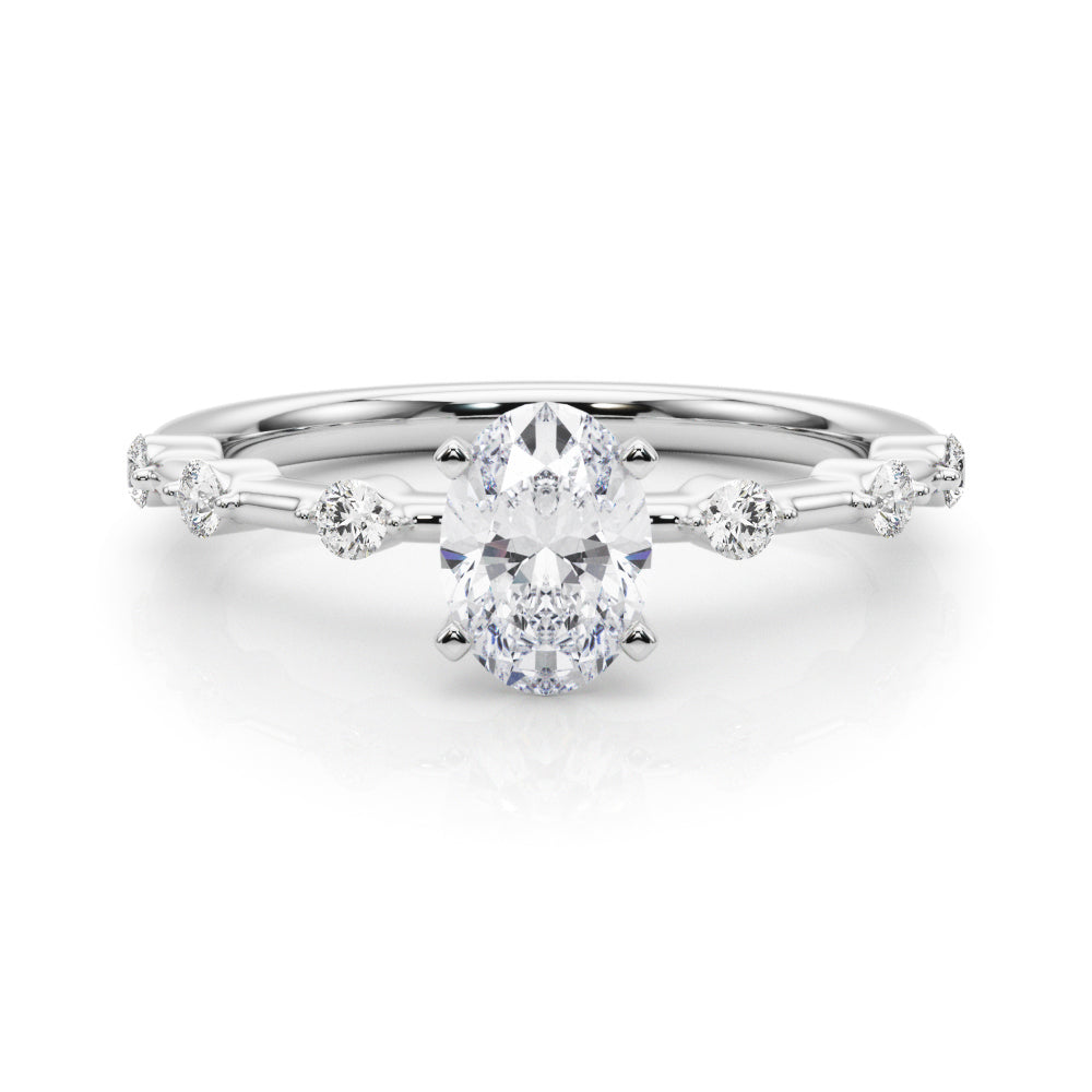 Brilliant Rd Shared Pr Single Row Round Diamond Engagement Ring — 9K/18K Gold & Platinum