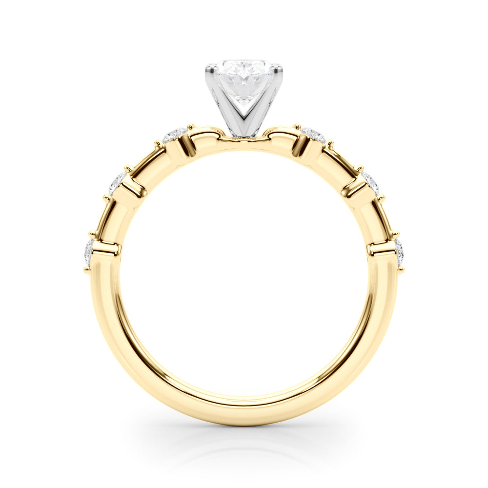 Brilliant Rd Shared Pr Single Row Round Diamond Engagement Ring — 9K/18K Gold & Platinum