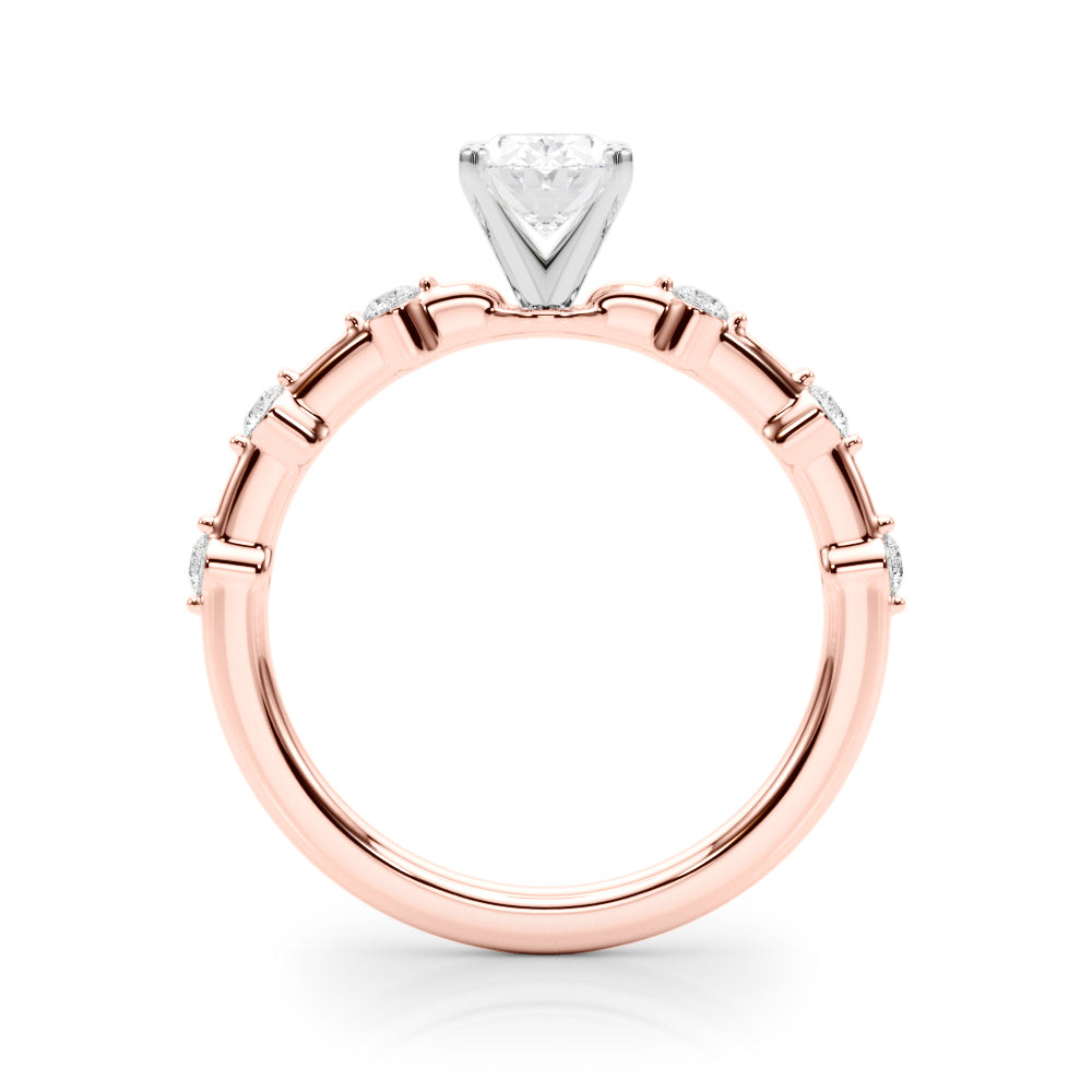 Brilliant Rd Shared Pr Single Row Round Diamond Engagement Ring — 9K/18K Gold & Platinum