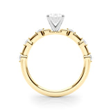 Brilliant Rd Shared Pr Single Row Round Diamond Engagement Ring — 9K/18K Gold & Platinum
