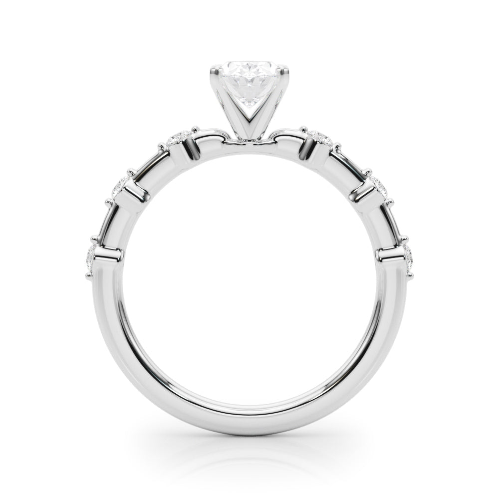 Brilliant Rd Shared Pr Single Row Round Diamond Engagement Ring — 9K/18K Gold & Platinum