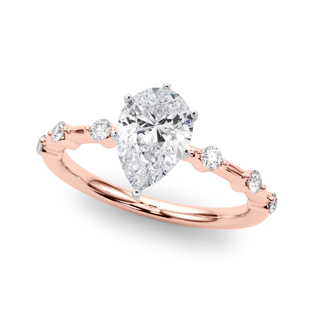 Brilliant Rd Shared Pr Single Row Round Diamond Engagement Ring — 9K/18K Gold & Platinum
