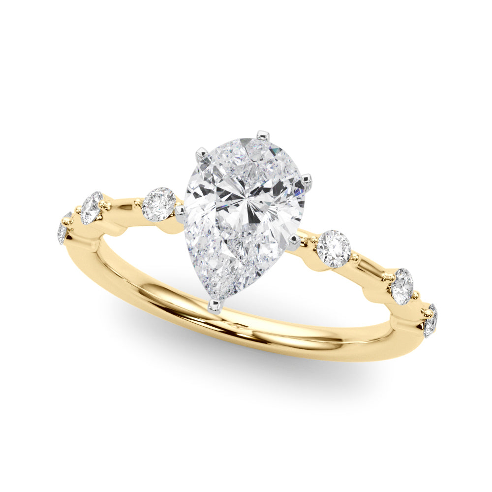 Brilliant Rd Shared Pr Single Row Round Diamond Engagement Ring — 9K/18K Gold & Platinum