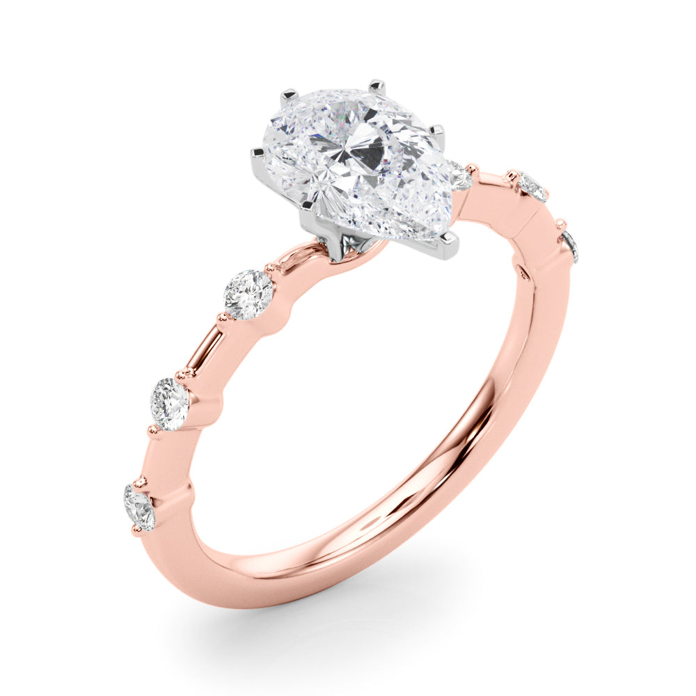 Brilliant Rd Shared Pr Single Row Round Diamond Engagement Ring — 9K/18K Gold & Platinum