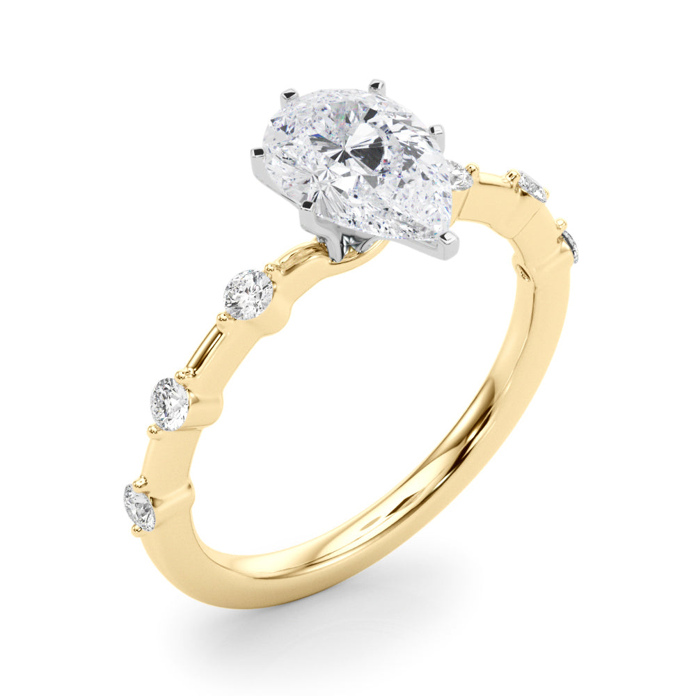 Brilliant Rd Shared Pr Single Row Round Diamond Engagement Ring — 9K/18K Gold & Platinum