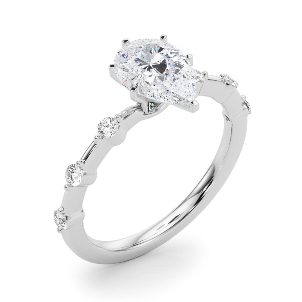 Brilliant Rd Shared Pr Single Row Round Diamond Engagement Ring — 9K/18K Gold & Platinum