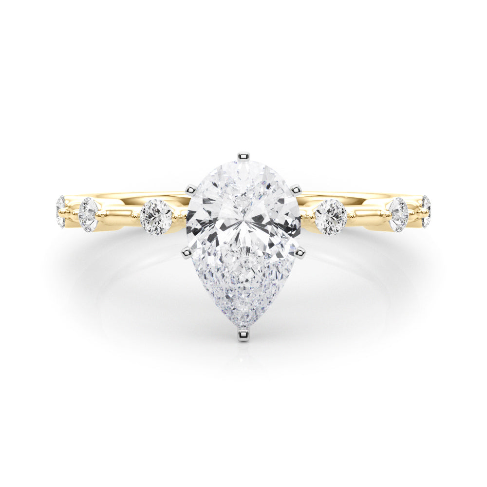 Brilliant Rd Shared Pr Single Row Round Diamond Engagement Ring — 9K/18K Gold & Platinum