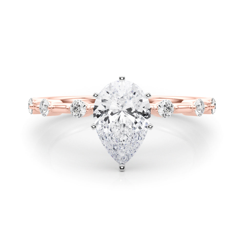 Brilliant Rd Shared Pr Single Row Round Diamond Engagement Ring — 9K/18K Gold & Platinum
