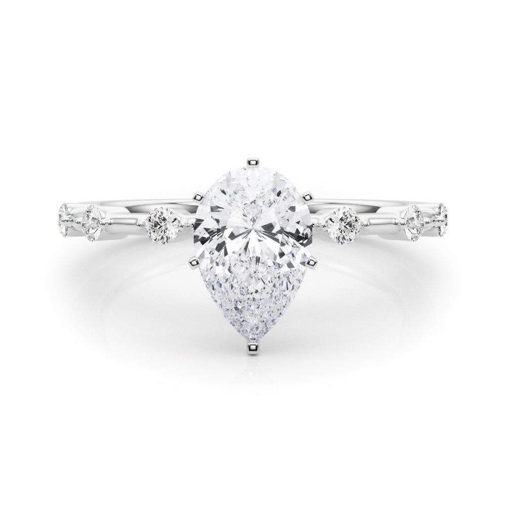 Brilliant Rd Shared Pr Single Row Round Diamond Engagement Ring — 9K/18K Gold & Platinum