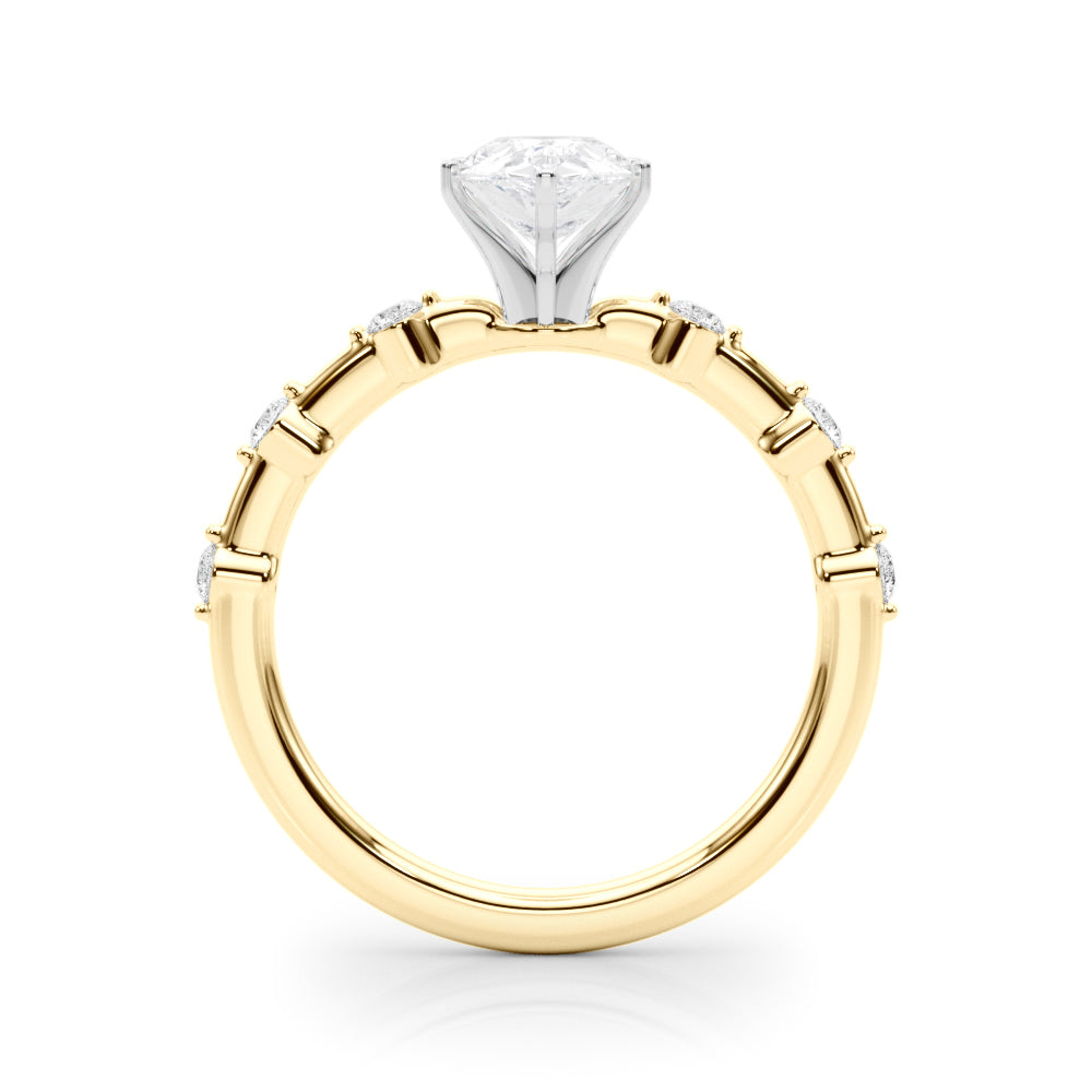 Brilliant Rd Shared Pr Single Row Round Diamond Engagement Ring — 9K/18K Gold & Platinum