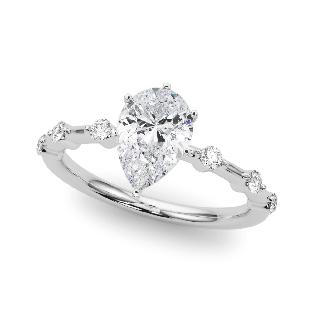 Brilliant Rd Shared Pr Single Row Round Diamond Engagement Ring — 9K/18K Gold & Platinum