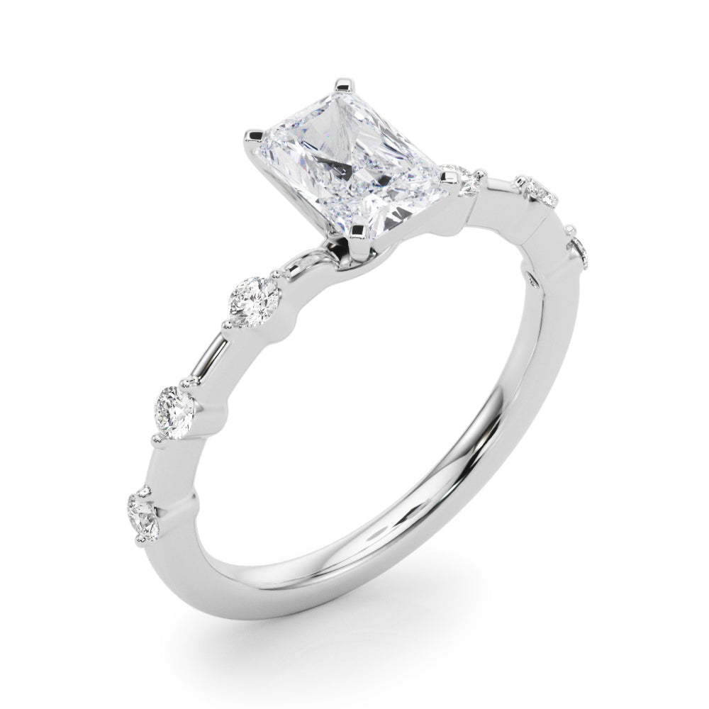 Brilliant Rd Shared Pr Single Row Round Diamond Engagement Ring — 9K/18K Gold & Platinum