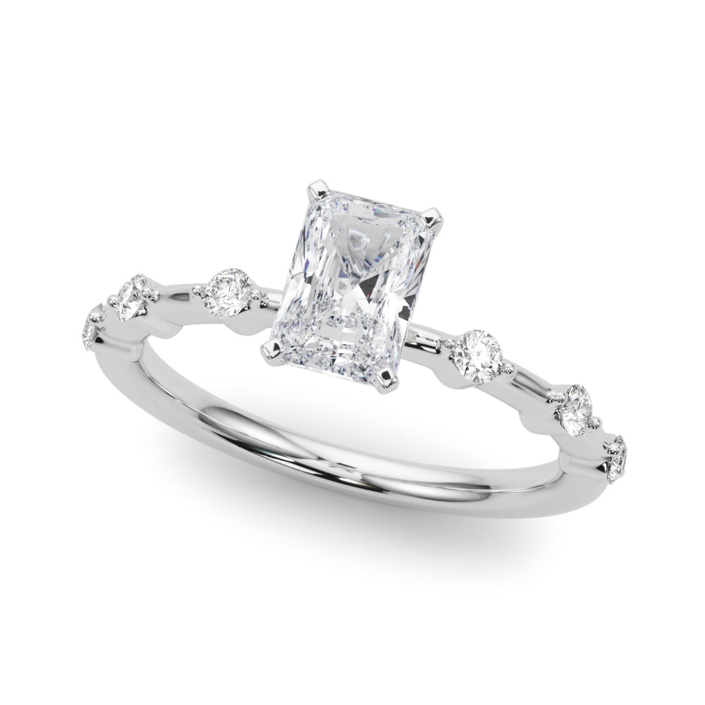 Brilliant Rd Shared Pr Single Row Round Diamond Engagement Ring — 9K/18K Gold & Platinum