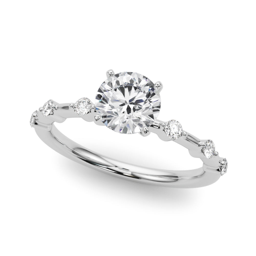 Brilliant Rd Shared Pr Single Row Round Diamond Engagement Ring — 9K/18K Gold & Platinum