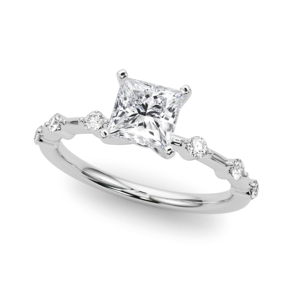 Brilliant Rd Shared Pr Single Row Round Diamond Engagement Ring — 9K/18K Gold & Platinum