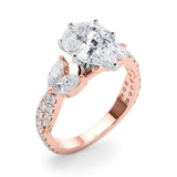 Romantic Mq & Rd Twisted Engagement Ring Round Diamond Engagement Ring — 9K/18K Gold & Platinum