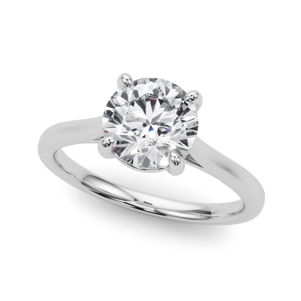 Dazzling Solitaire Round Diamond Engagement Ring — 9K/18K Gold & Platinum