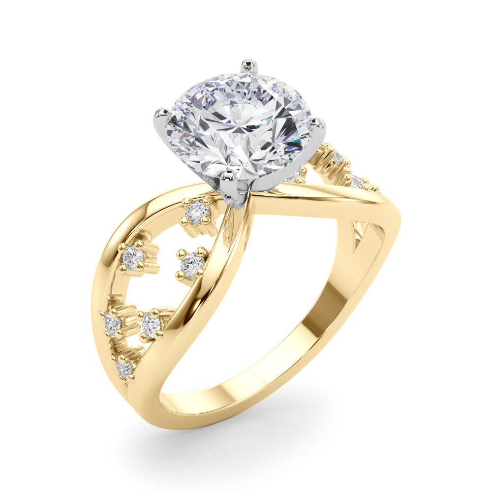 Bespoke Sidestone Round Diamond Engagement Ring — 9K/18K Gold & Platinum