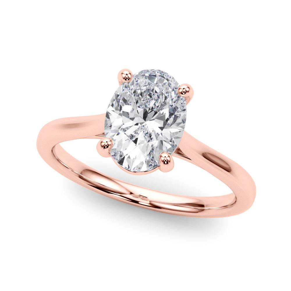 Devoted Solitaire Oval Diamond Engagement Ring — 9K/18K Gold & Platinum