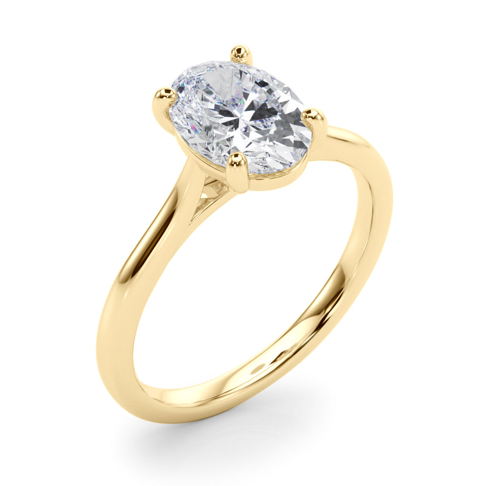 Devoted Solitaire Oval Diamond Engagement Ring — 9K/18K Gold & Platinum