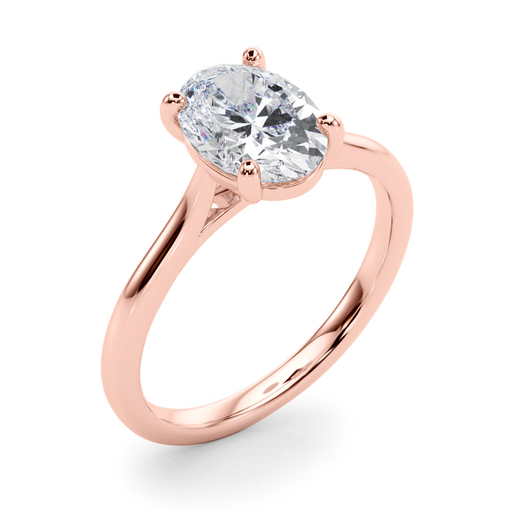 Devoted Solitaire Oval Diamond Engagement Ring — 9K/18K Gold & Platinum