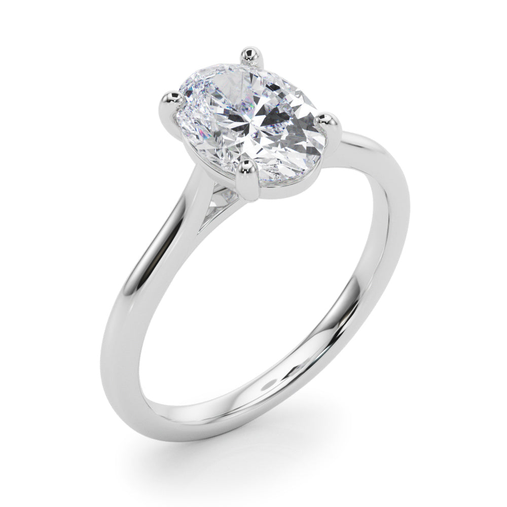 Devoted Solitaire Oval Diamond Engagement Ring — 9K/18K Gold & Platinum
