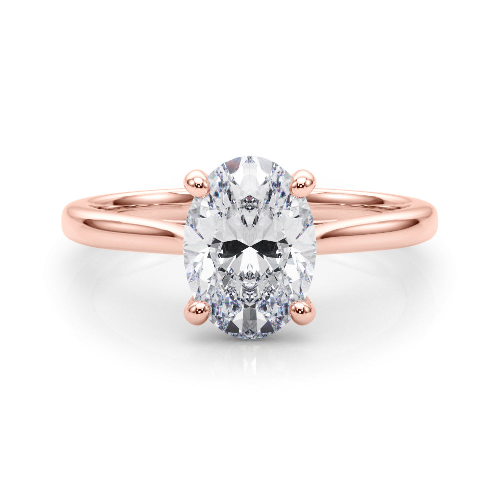 Devoted Solitaire Oval Diamond Engagement Ring — 9K/18K Gold & Platinum