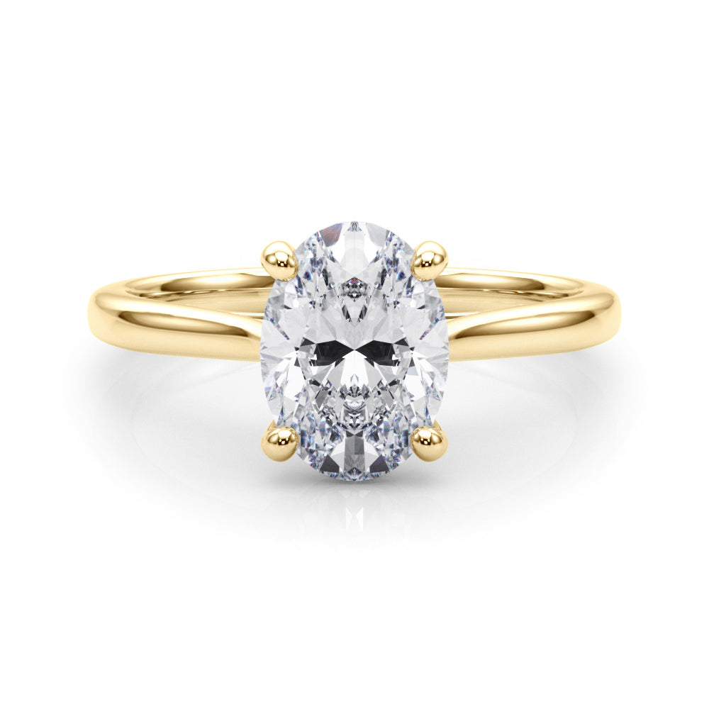 Devoted Solitaire Oval Diamond Engagement Ring — 9K/18K Gold & Platinum