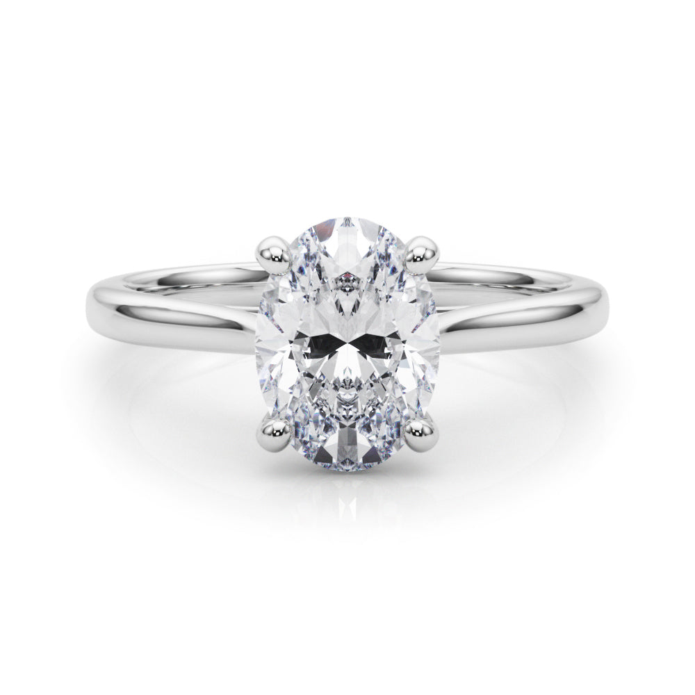 Devoted Solitaire Oval Diamond Engagement Ring — 9K/18K Gold & Platinum