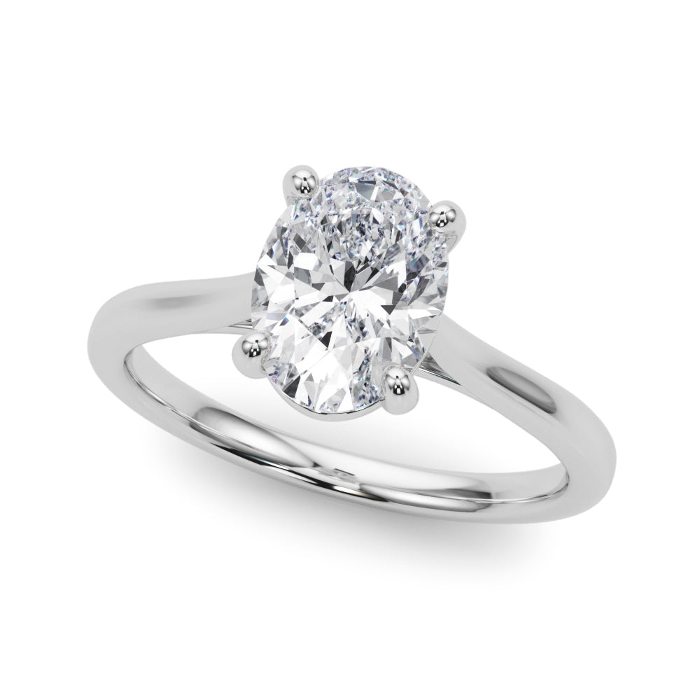 Devoted Solitaire Oval Diamond Engagement Ring — 9K/18K Gold & Platinum